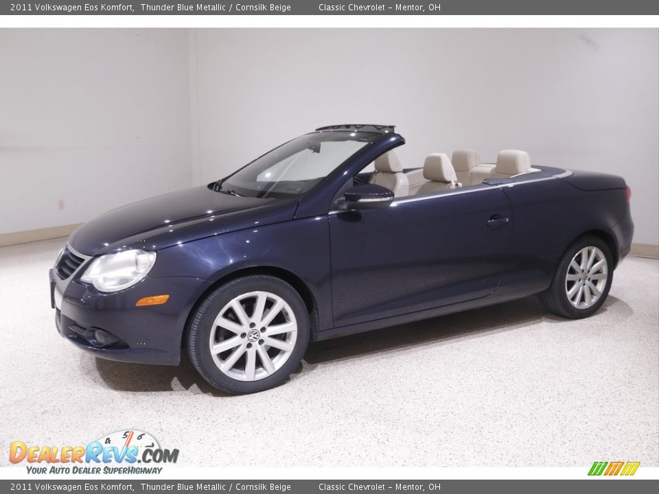 2011 Volkswagen Eos Komfort Thunder Blue Metallic / Cornsilk Beige Photo #4