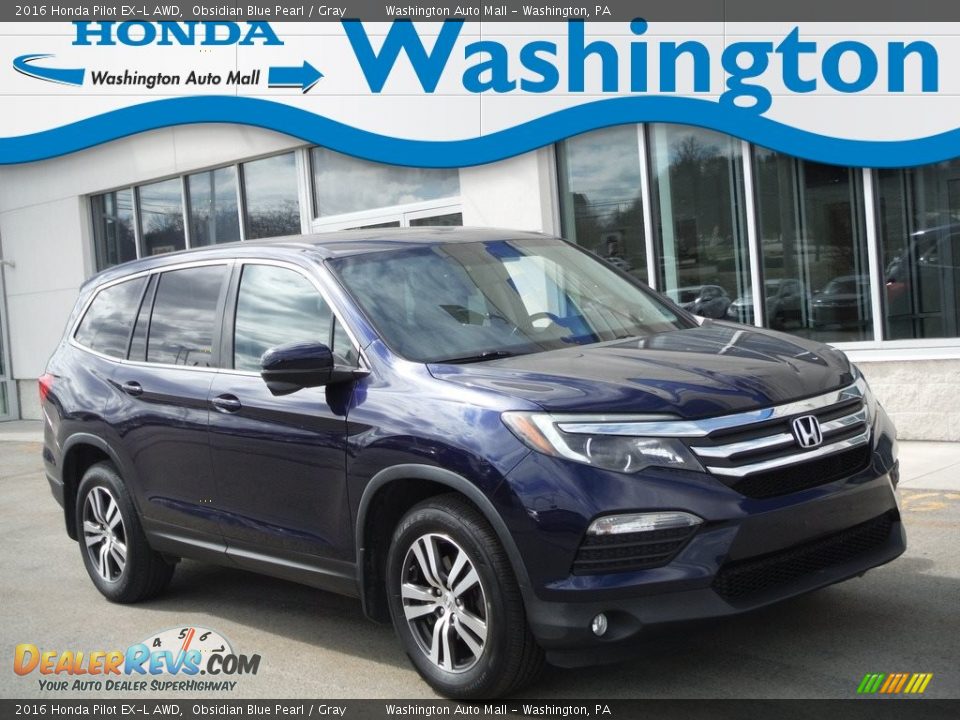 2016 Honda Pilot EX-L AWD Obsidian Blue Pearl / Gray Photo #1