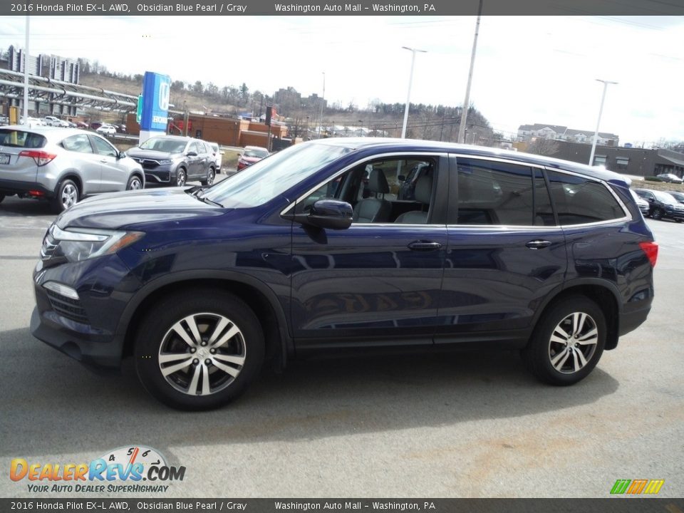 2016 Honda Pilot EX-L AWD Obsidian Blue Pearl / Gray Photo #7