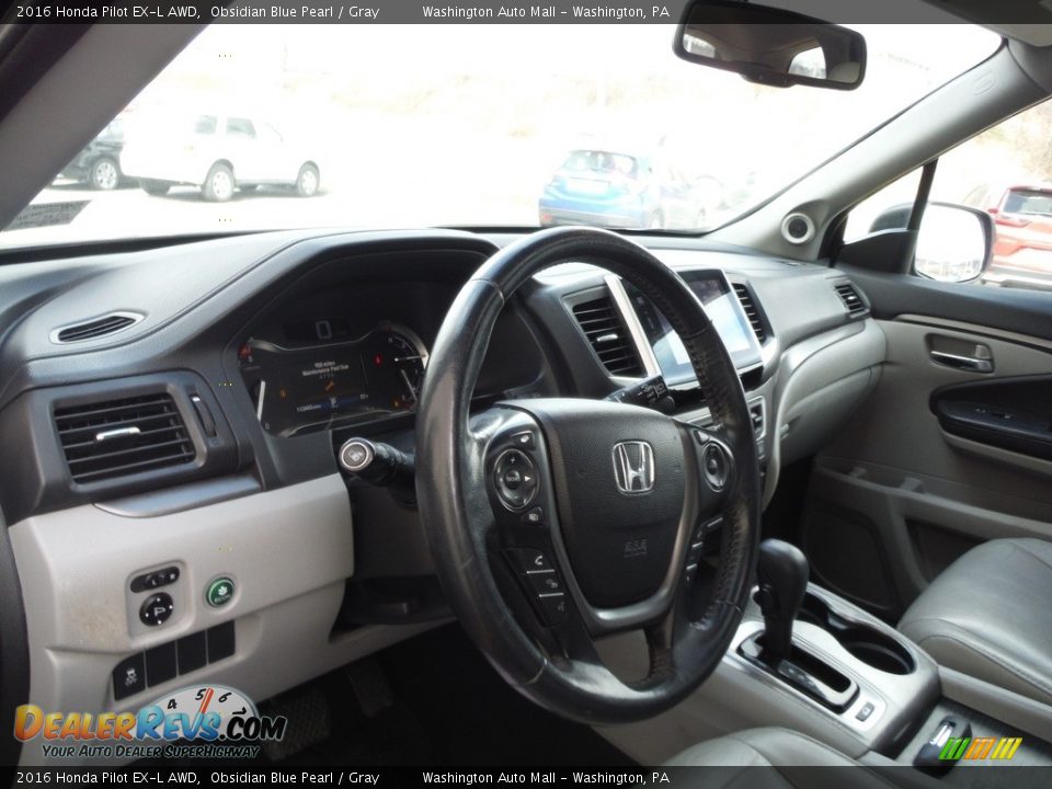 2016 Honda Pilot EX-L AWD Obsidian Blue Pearl / Gray Photo #13