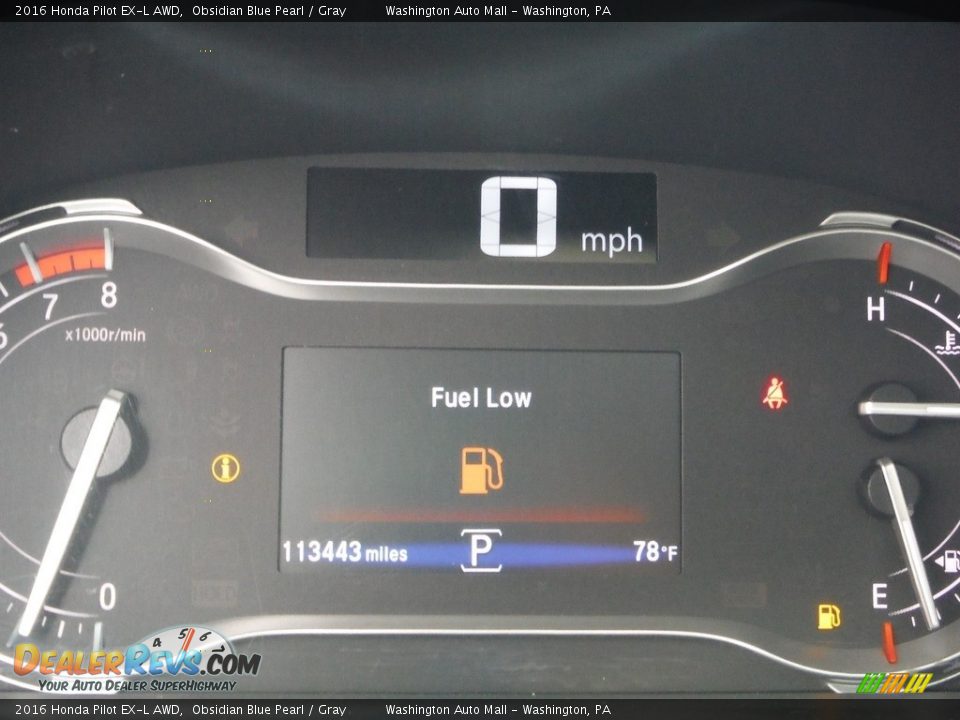 2016 Honda Pilot EX-L AWD Obsidian Blue Pearl / Gray Photo #36
