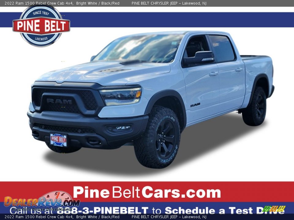 2022 Ram 1500 Rebel Crew Cab 4x4 Bright White / Black/Red Photo #1