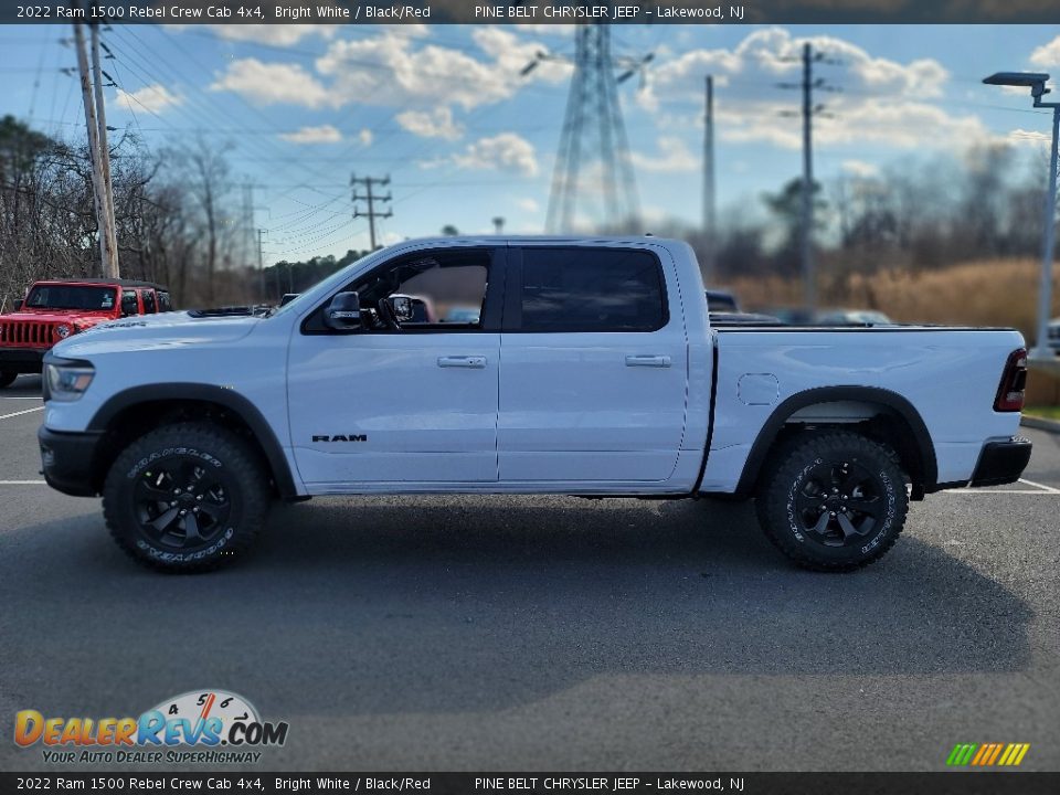 2022 Ram 1500 Rebel Crew Cab 4x4 Bright White / Black/Red Photo #3