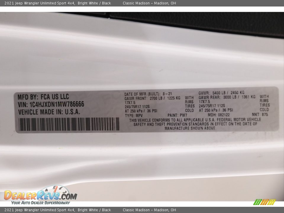 2021 Jeep Wrangler Unlimited Sport 4x4 Bright White / Black Photo #20