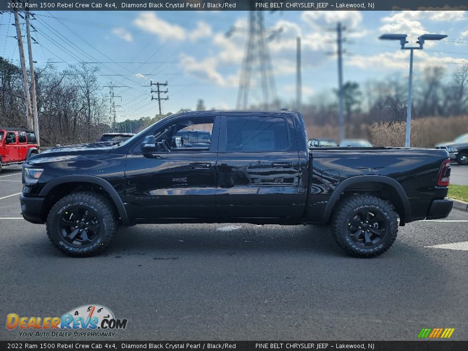 2022 Ram 1500 Rebel Crew Cab 4x4 Diamond Black Crystal Pearl / Black/Red Photo #3