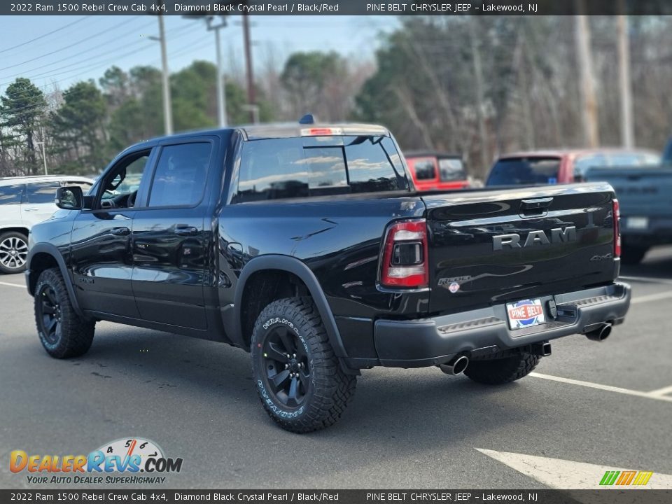 2022 Ram 1500 Rebel Crew Cab 4x4 Diamond Black Crystal Pearl / Black/Red Photo #4