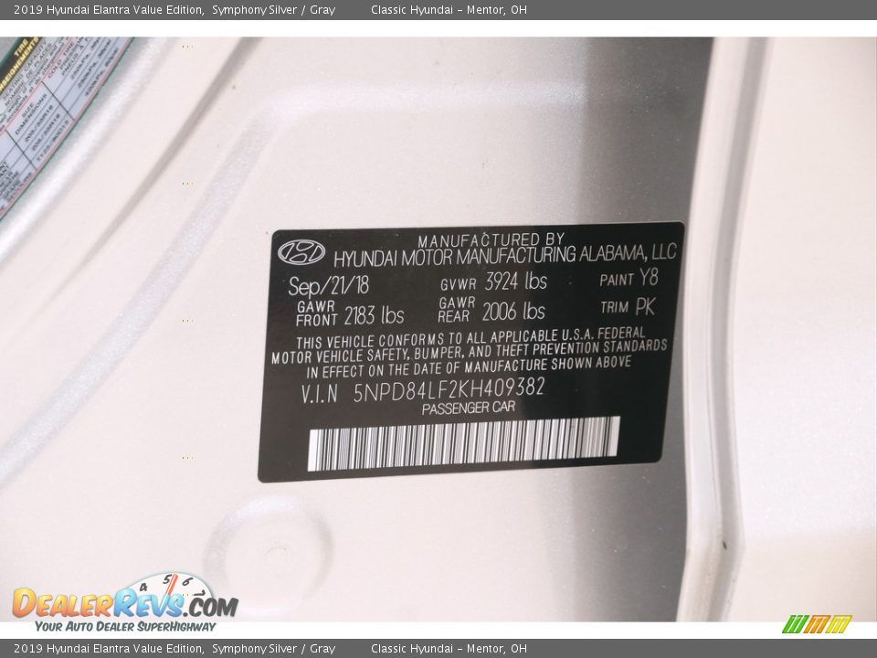 2019 Hyundai Elantra Value Edition Symphony Silver / Gray Photo #19