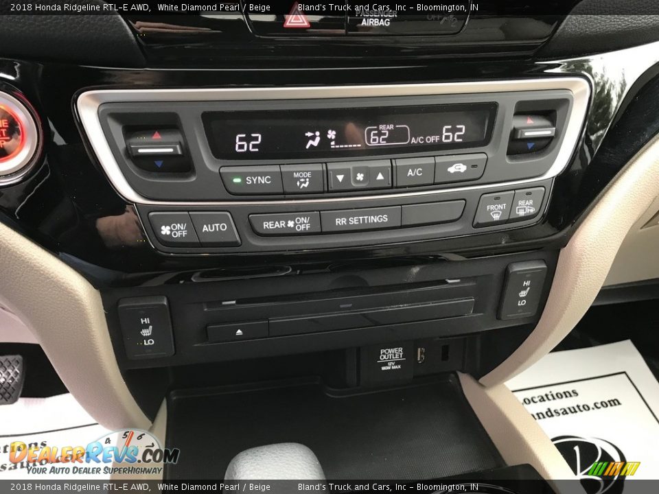 2018 Honda Ridgeline RTL-E AWD White Diamond Pearl / Beige Photo #27