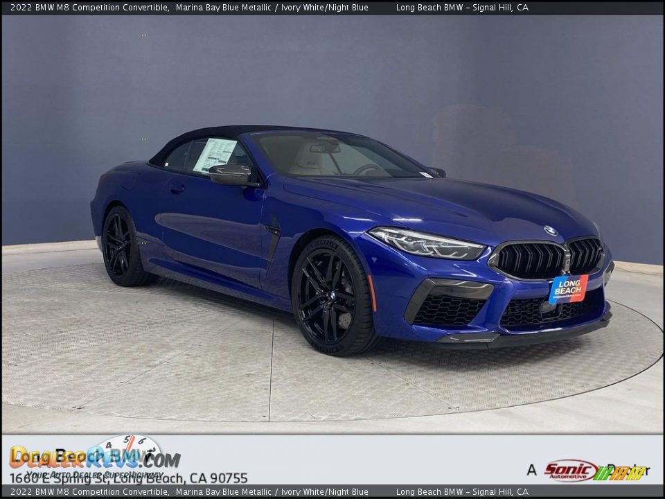 2022 BMW M8 Competition Convertible Marina Bay Blue Metallic / Ivory White/Night Blue Photo #1