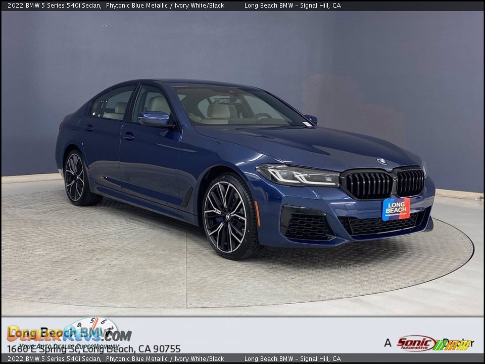 2022 BMW 5 Series 540i Sedan Phytonic Blue Metallic / Ivory White/Black Photo #1