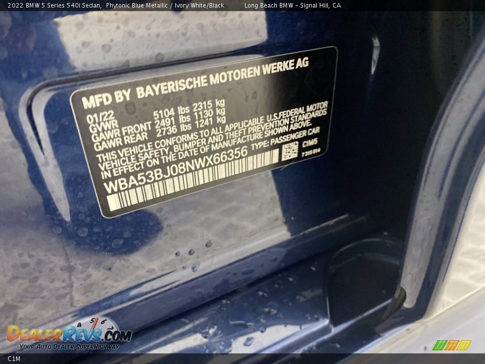 BMW Color Code C1M Phytonic Blue Metallic