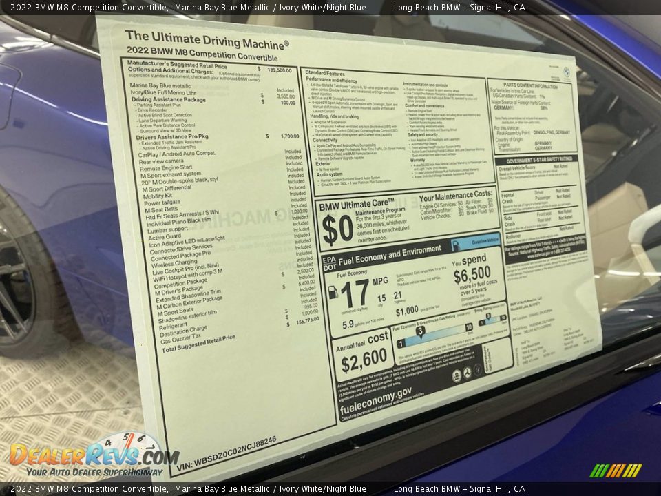 2022 BMW M8 Competition Convertible Window Sticker Photo #26