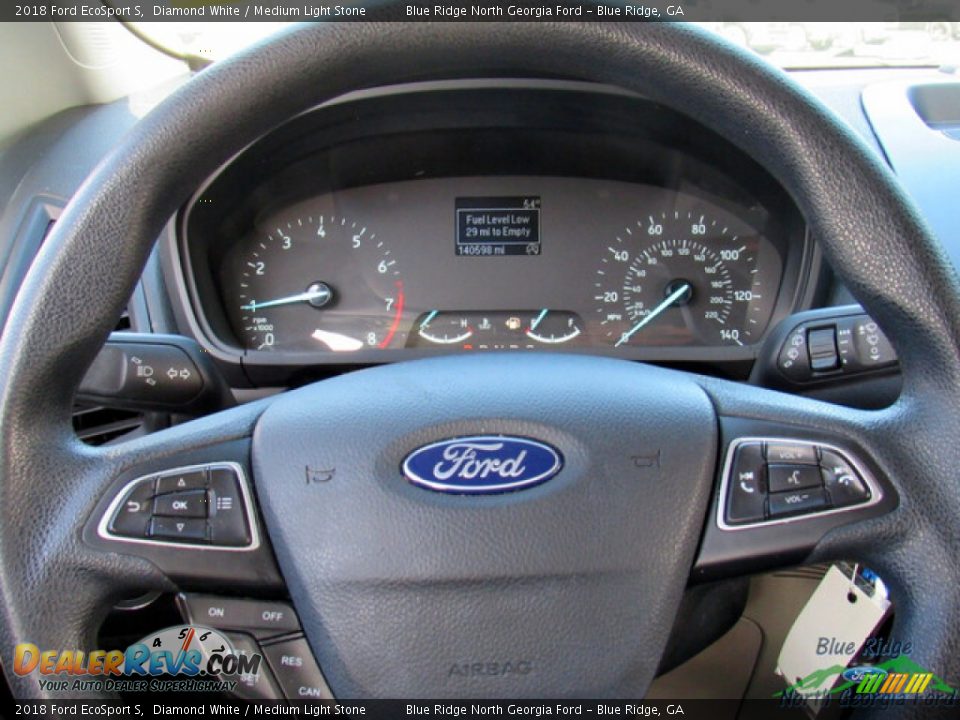 2018 Ford EcoSport S Diamond White / Medium Light Stone Photo #17