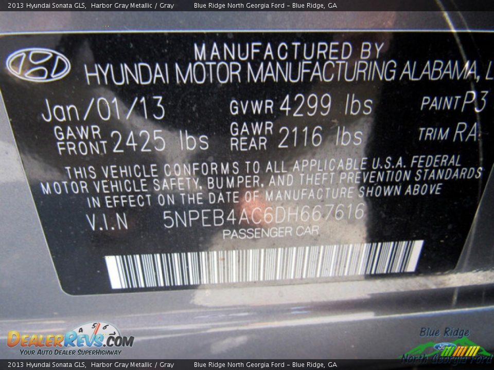 2013 Hyundai Sonata GLS Harbor Gray Metallic / Gray Photo #20