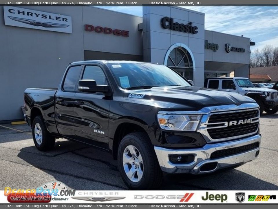 2022 Ram 1500 Big Horn Quad Cab 4x4 Diamond Black Crystal Pearl / Black Photo #1
