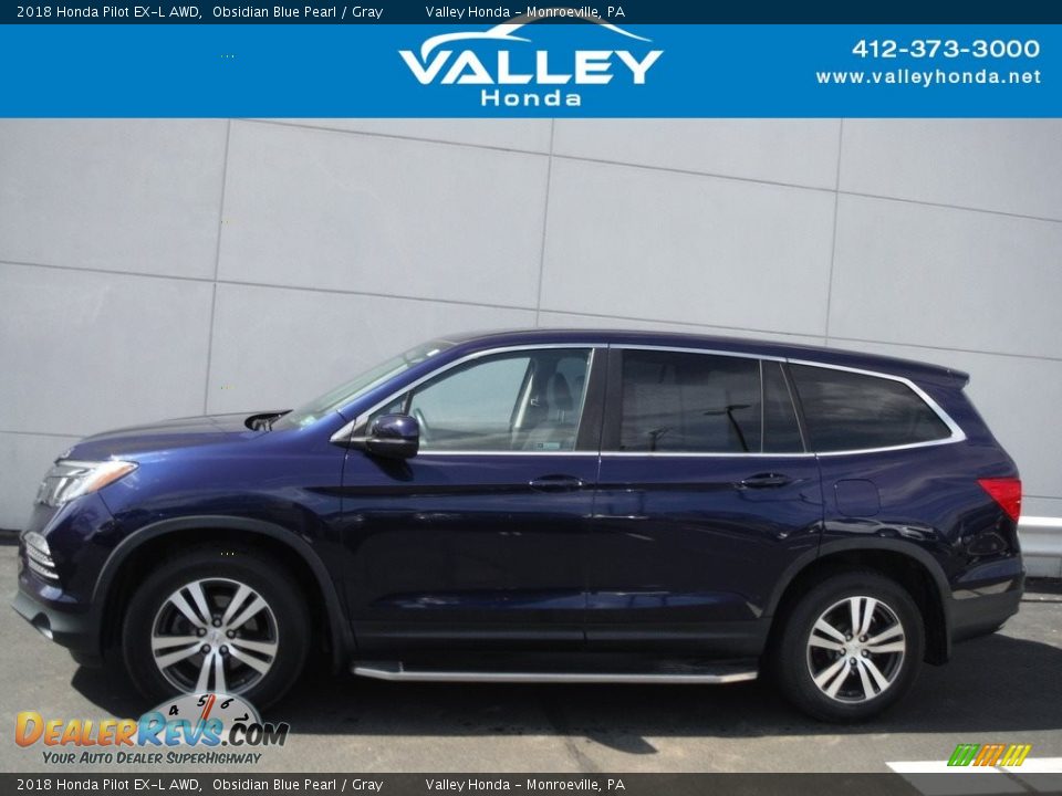 2018 Honda Pilot EX-L AWD Obsidian Blue Pearl / Gray Photo #2