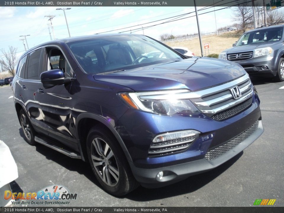 2018 Honda Pilot EX-L AWD Obsidian Blue Pearl / Gray Photo #7