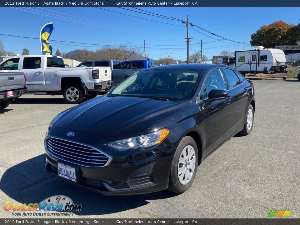 2019 Ford Fusion S Agate Black / Medium Light Stone Photo #1