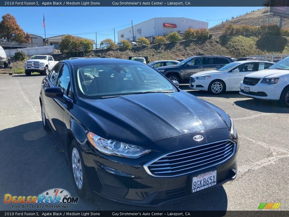 2019 Ford Fusion S Agate Black / Medium Light Stone Photo #2