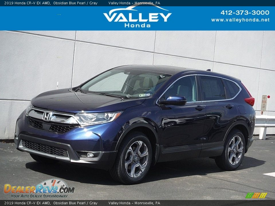 2019 Honda CR-V EX AWD Obsidian Blue Pearl / Gray Photo #1
