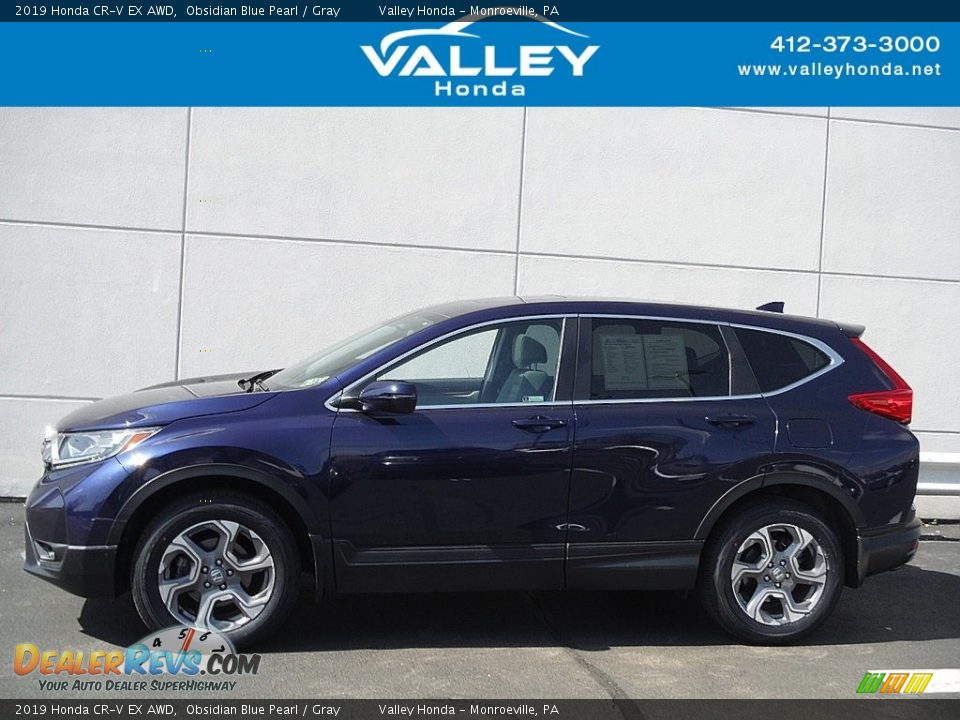 2019 Honda CR-V EX AWD Obsidian Blue Pearl / Gray Photo #2
