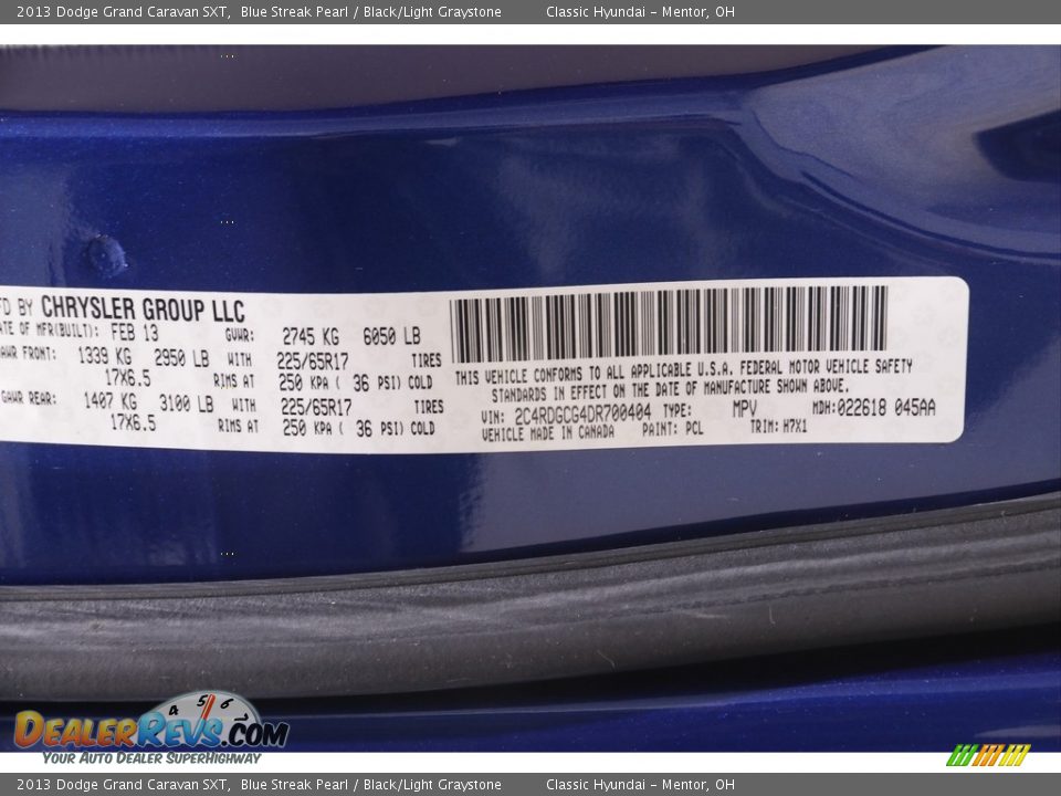 2013 Dodge Grand Caravan SXT Blue Streak Pearl / Black/Light Graystone Photo #21