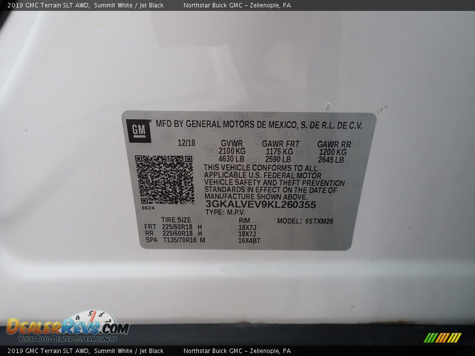 2019 GMC Terrain SLT AWD Summit White / Jet Black Photo #15