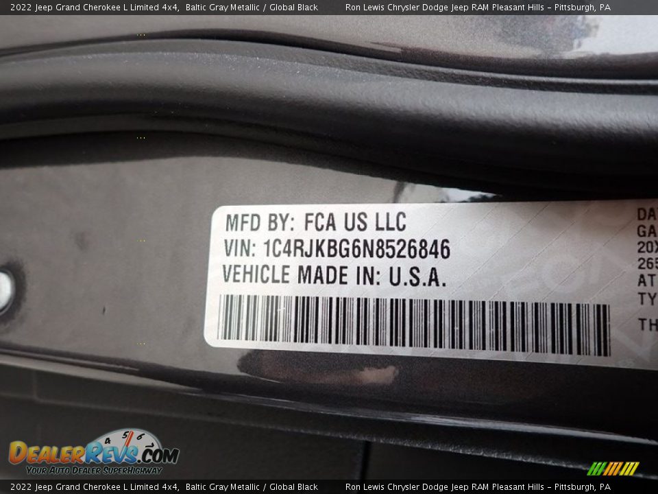 2022 Jeep Grand Cherokee L Limited 4x4 Baltic Gray Metallic / Global Black Photo #15