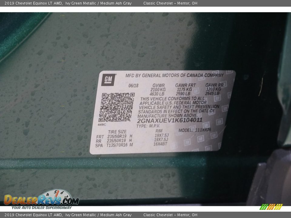 2019 Chevrolet Equinox LT AWD Ivy Green Metallic / Medium Ash Gray Photo #20