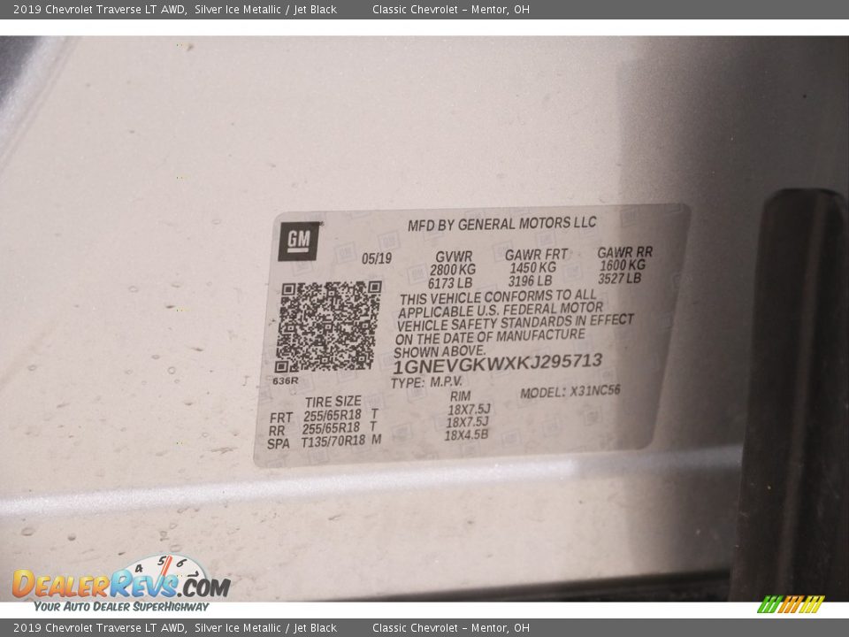2019 Chevrolet Traverse LT AWD Silver Ice Metallic / Jet Black Photo #20