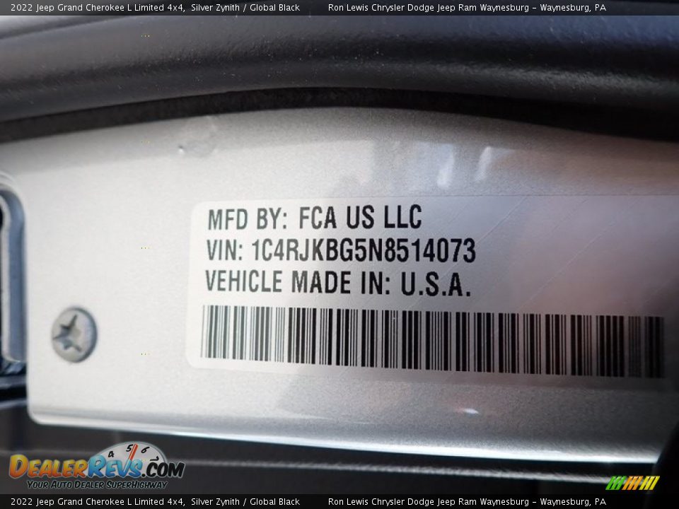 2022 Jeep Grand Cherokee L Limited 4x4 Silver Zynith / Global Black Photo #15