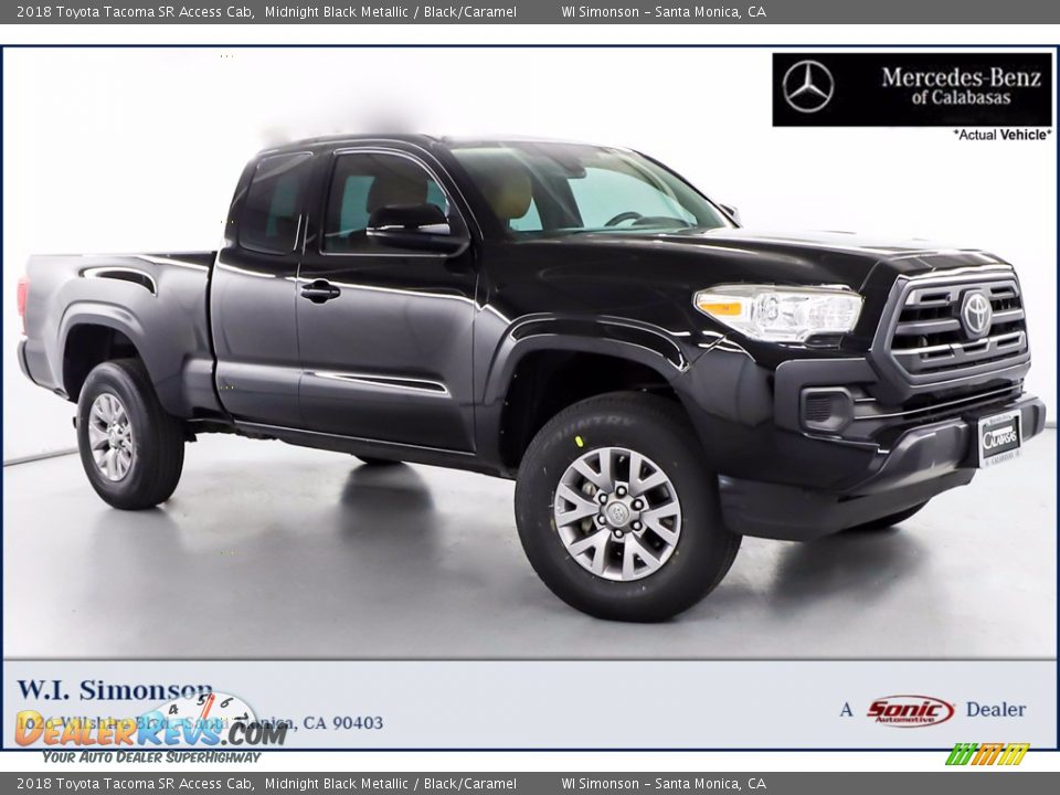 2018 Toyota Tacoma SR Access Cab Midnight Black Metallic / Black/Caramel Photo #1