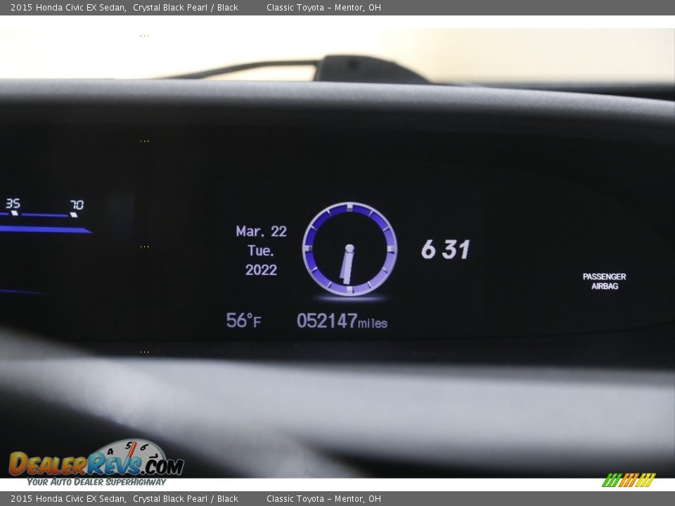 2015 Honda Civic EX Sedan Crystal Black Pearl / Black Photo #10