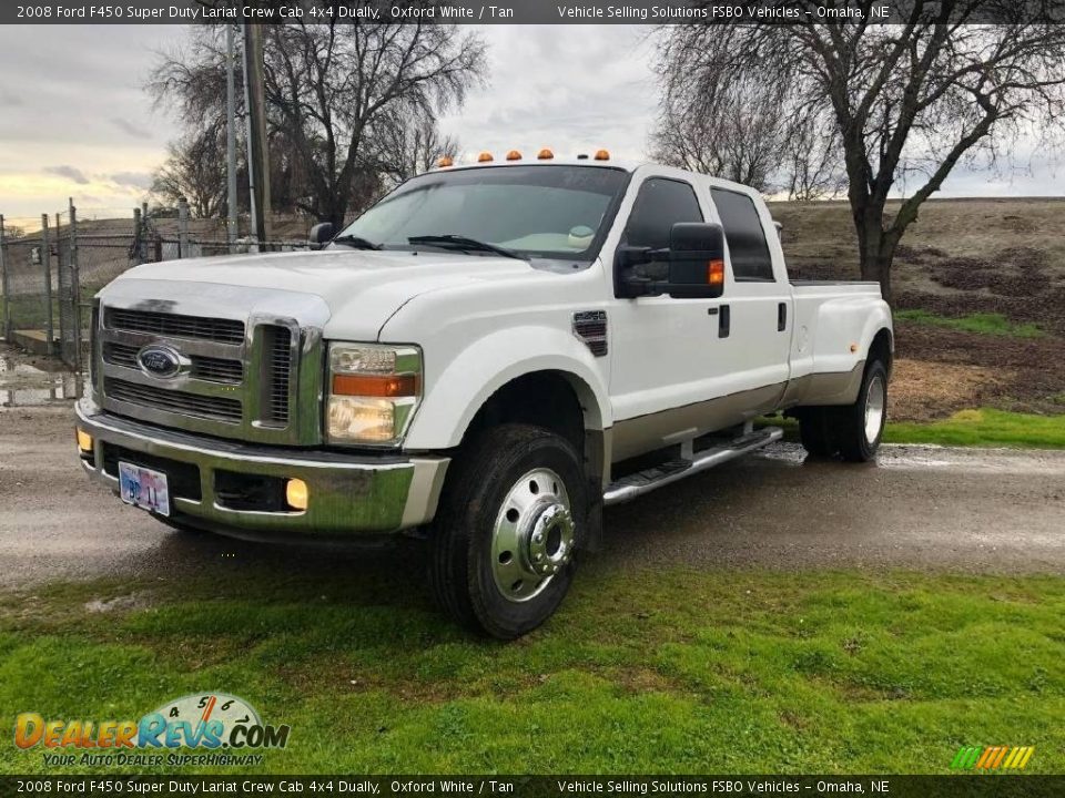 2008 Ford F450 Super Duty Lariat Crew Cab 4x4 Dually Oxford White / Tan Photo #1