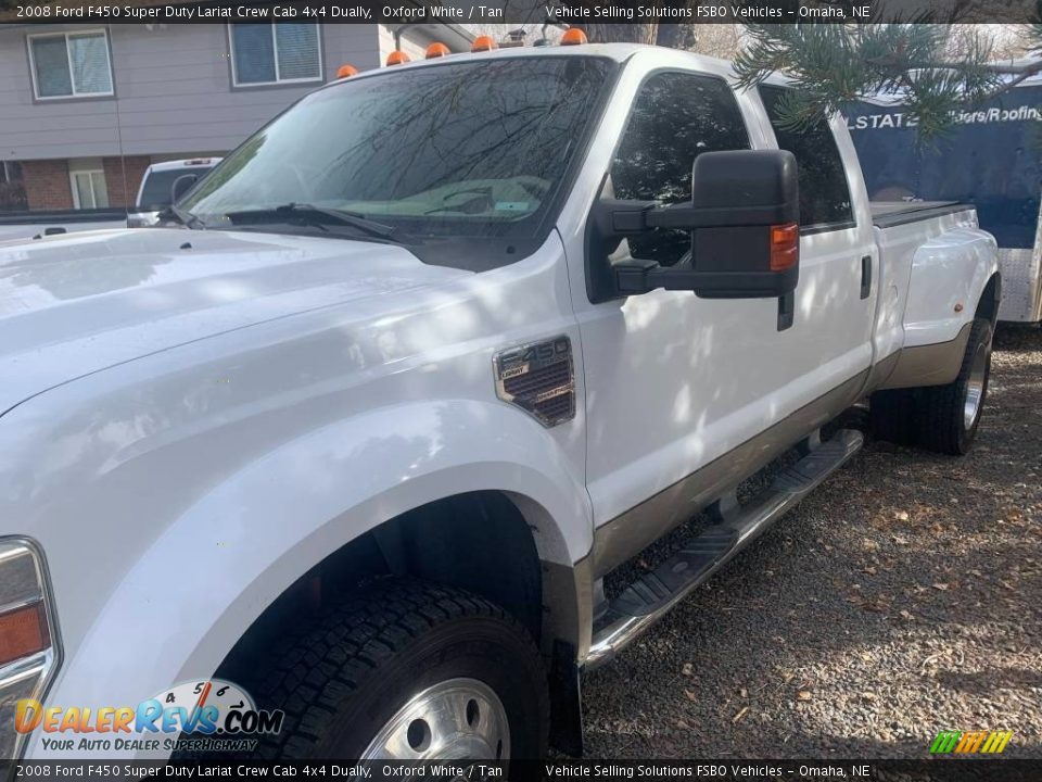 2008 Ford F450 Super Duty Lariat Crew Cab 4x4 Dually Oxford White / Tan Photo #3