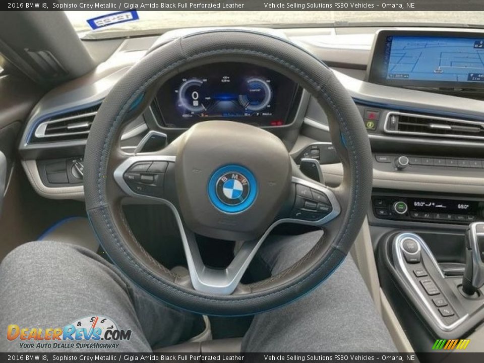 2016 BMW i8 Sophisto Grey Metallic / Gigia Amido Black Full Perforated Leather Photo #7