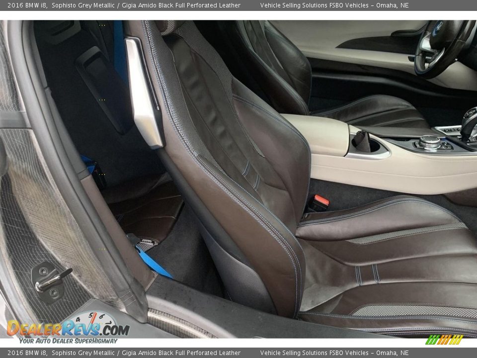 2016 BMW i8 Sophisto Grey Metallic / Gigia Amido Black Full Perforated Leather Photo #8