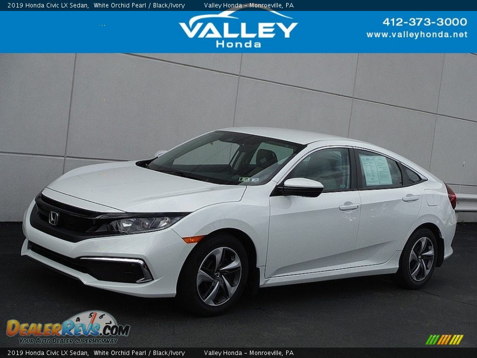 2019 Honda Civic LX Sedan White Orchid Pearl / Black/Ivory Photo #1