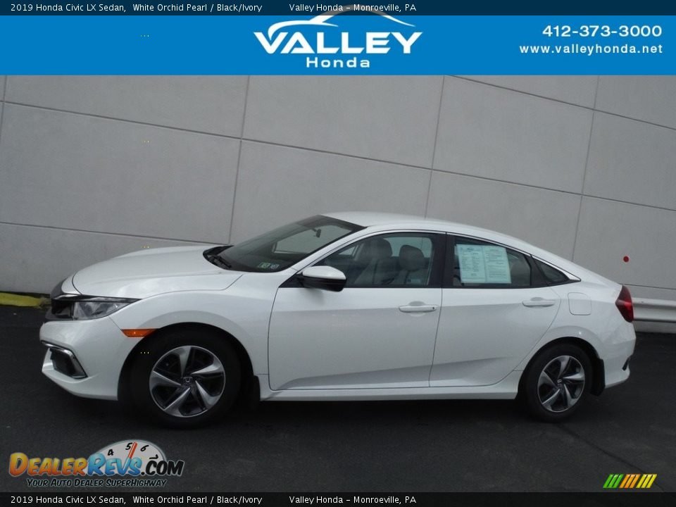 2019 Honda Civic LX Sedan White Orchid Pearl / Black/Ivory Photo #2