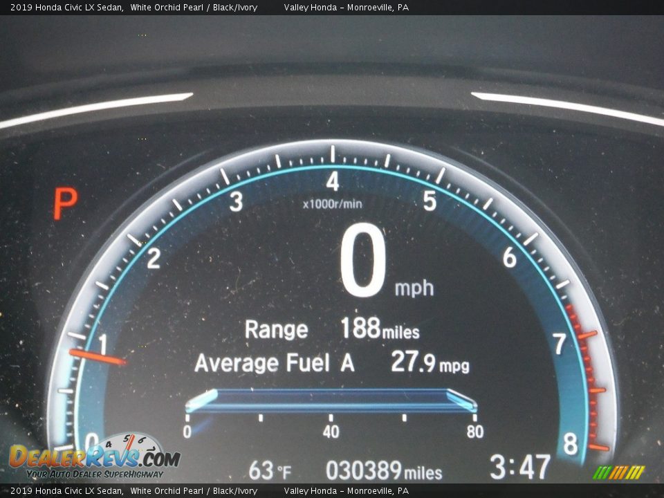 2019 Honda Civic LX Sedan White Orchid Pearl / Black/Ivory Photo #19