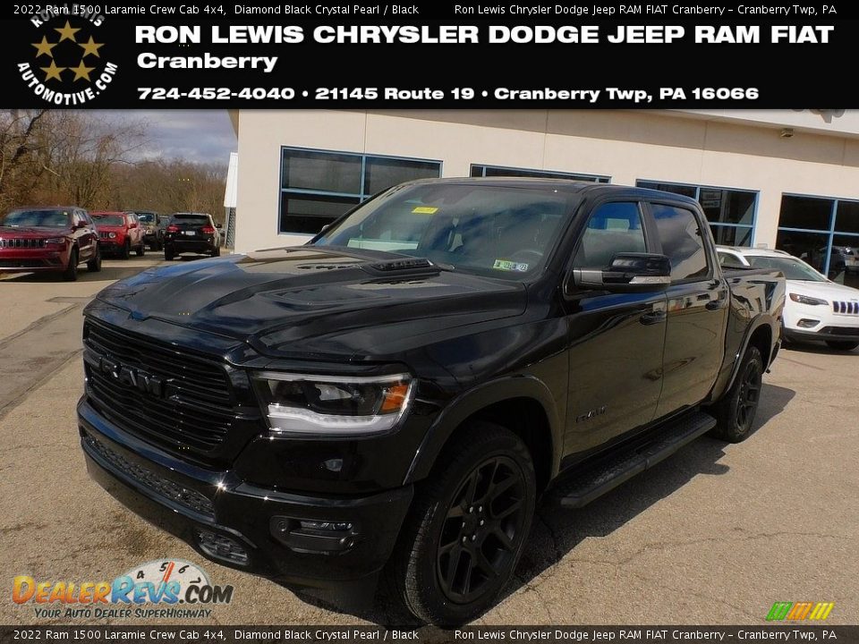 2022 Ram 1500 Laramie Crew Cab 4x4 Diamond Black Crystal Pearl / Black Photo #1