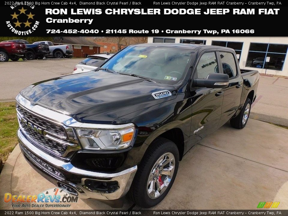 2022 Ram 1500 Big Horn Crew Cab 4x4 Diamond Black Crystal Pearl / Black Photo #1