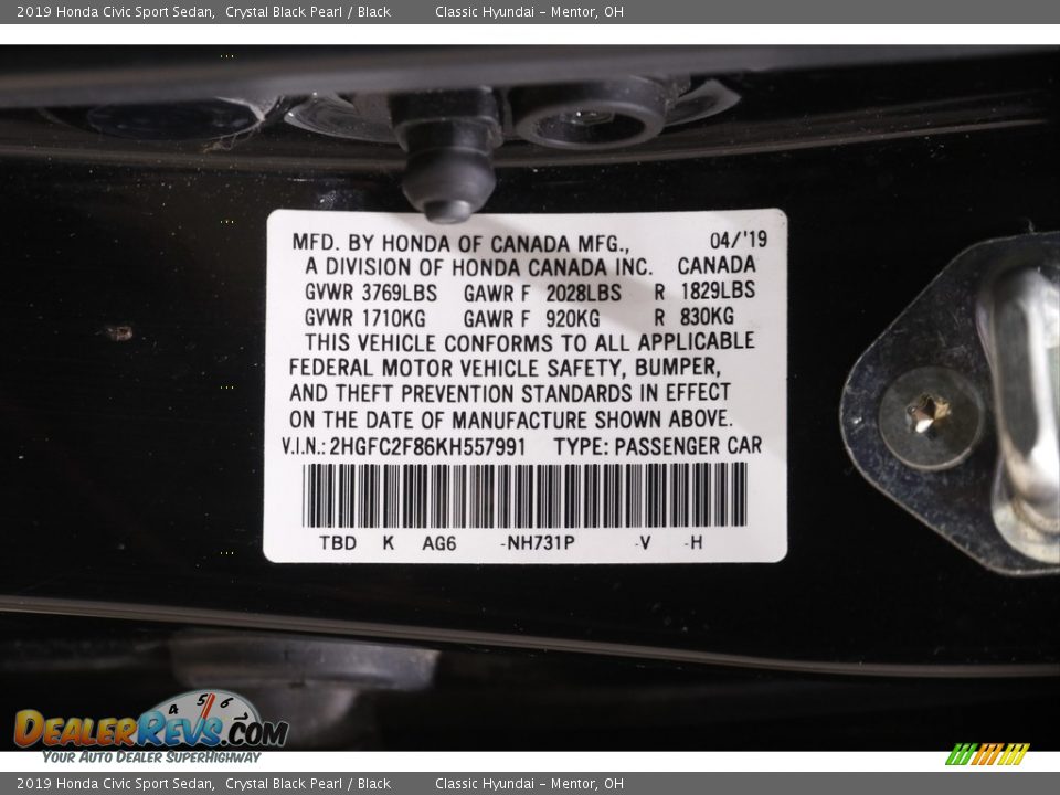 2019 Honda Civic Sport Sedan Crystal Black Pearl / Black Photo #21