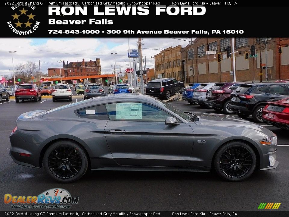 2022 Ford Mustang GT Premium Fastback Carbonized Gray Metallic / Showstopper Red Photo #1