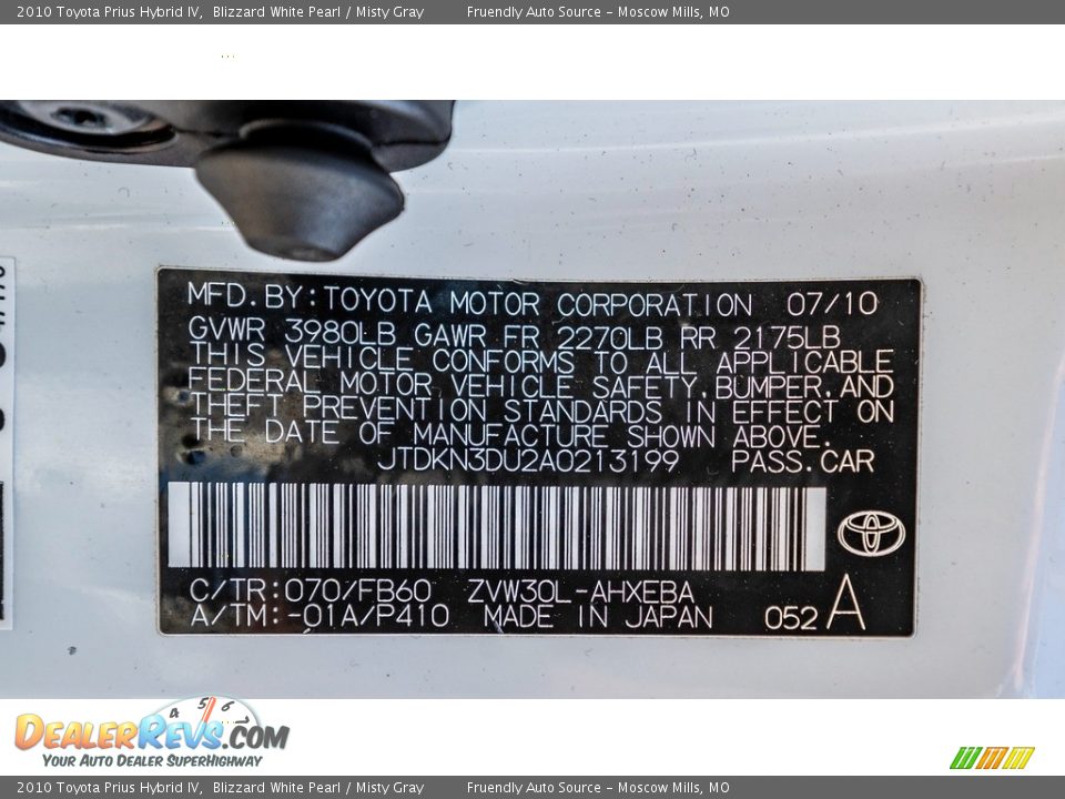 2010 Toyota Prius Hybrid IV Blizzard White Pearl / Misty Gray Photo #31