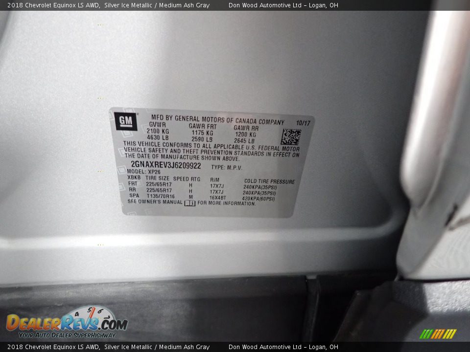 2018 Chevrolet Equinox LS AWD Silver Ice Metallic / Medium Ash Gray Photo #35