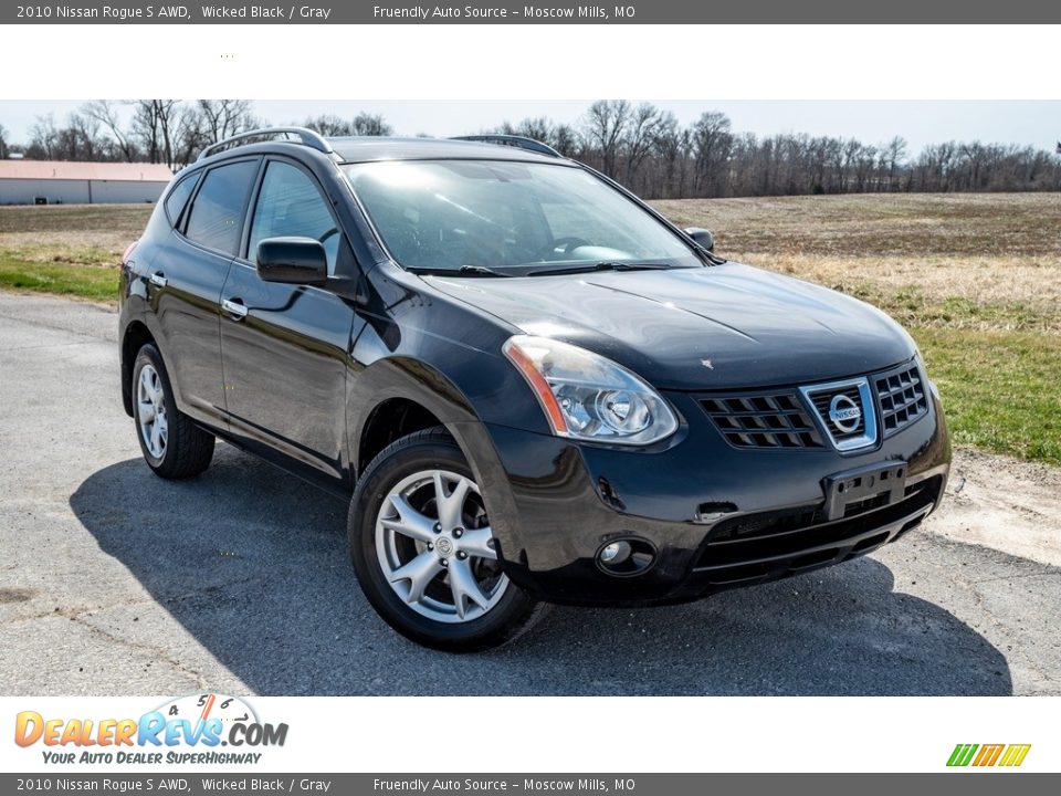 2010 Nissan Rogue S AWD Wicked Black / Gray Photo #1