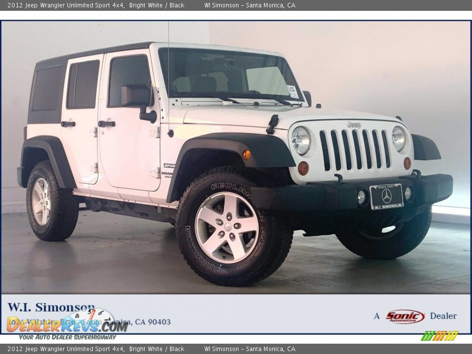 2012 Jeep Wrangler Unlimited Sport 4x4 Bright White / Black Photo #1