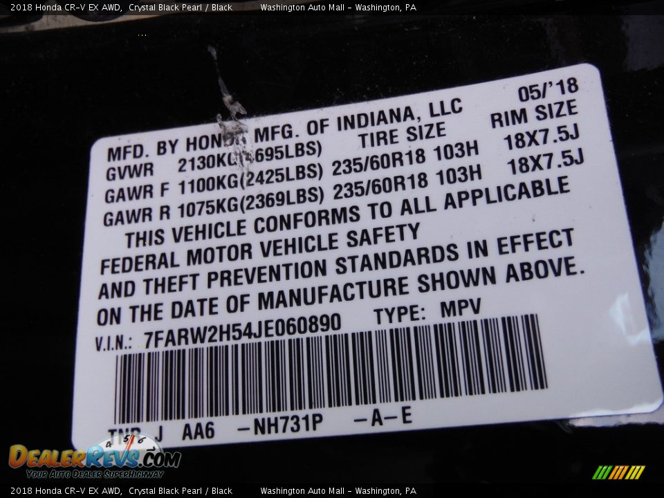 2018 Honda CR-V EX AWD Crystal Black Pearl / Black Photo #30