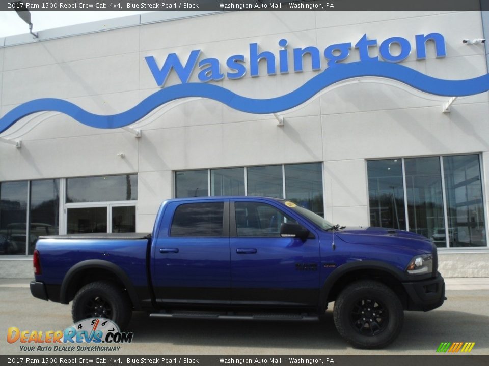 2017 Ram 1500 Rebel Crew Cab 4x4 Blue Streak Pearl / Black Photo #2